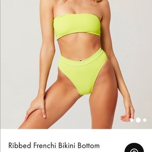 L*Space Acid Green Ribbed Frenchi Bikini Bottoms